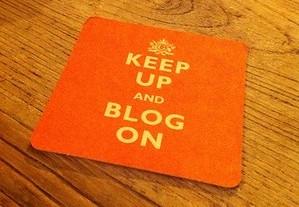 Keep Up Blog On wording on a coaster